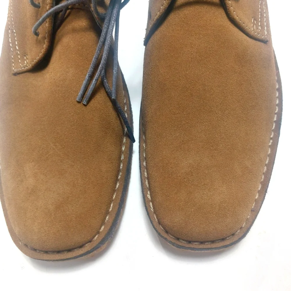 JOHNSTON & MURPHY Runnell Chukka Camel Brown Sheep Skin Shoes Size 8.5M